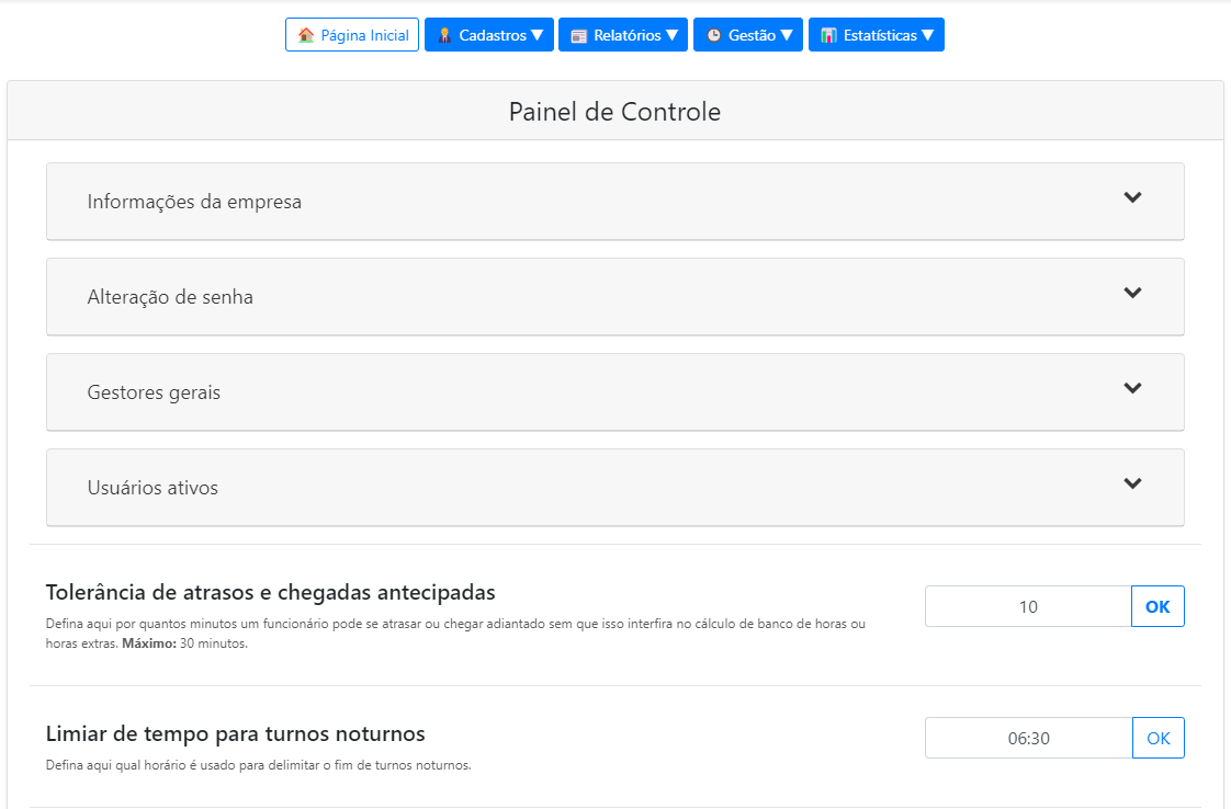 Limiar limite de virada para turnos noturnos